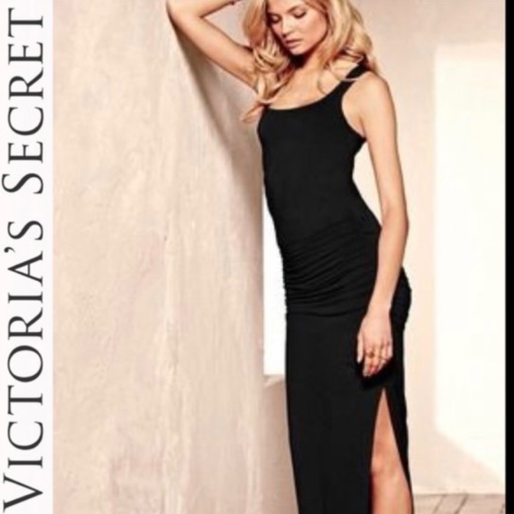 Victoria's Secret ruched maxi dress black
